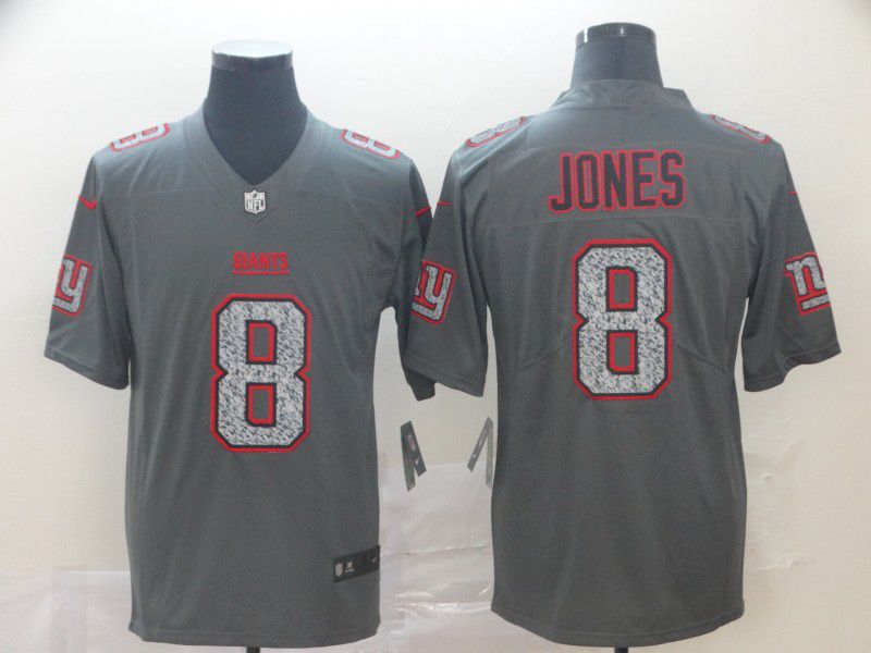 Men New York Giants 8 Jones Nike Teams Gray Fashion Static Limited NFL Jersey